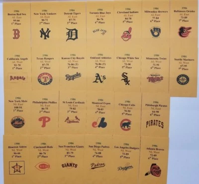 1986 APBA Baseball Printed Storage Envelopes with Stats and Team Logo - Image 1 of 3