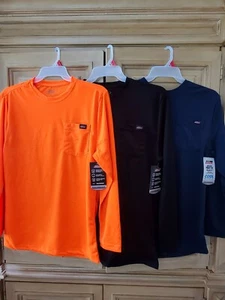 S Mens Dickies LS Performance Pocket Shirts Navy black orange - Picture 1 of 9