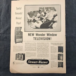 Consola de gabinete Stewart-Warner Television Wonder Window TV 1948 anuncio impreso vintage - Imagen 1 de 7
