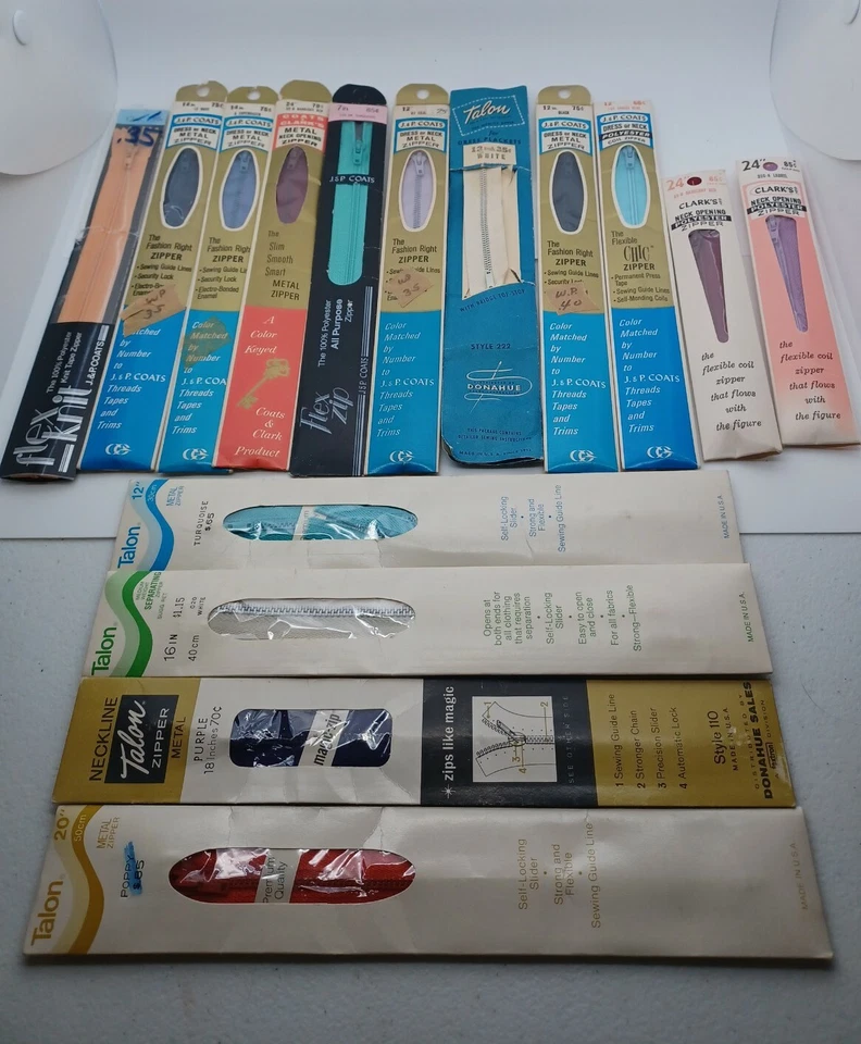 Lote de 15 cremalleras de costura de metal vintage garra JP abrigos y garra Clark's poliéster Foto 1 de 4