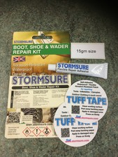 STORMSURE kit 15g Glue & 2 Patches Waterproof Repairs to Rubber Boot Shoe Wader
