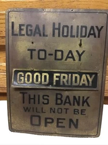 Early brass bank Holiday open close sign antique art deco - Picture 1 of 8