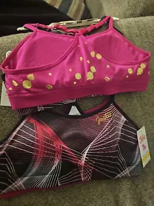 Justice Sport Girls Pink & Black/ Pink Athletic Two-Pack Sports Bra Active Wear - Picture 1 of 1