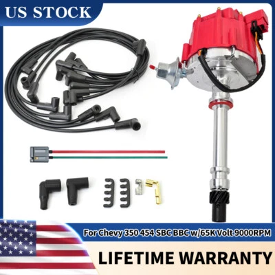 GM08 HEI Distributor &Wire &Pigtail for Chevy 350 454 SBC BBC w/65K Volt 9000RPM - Image 1 of 4