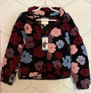 Lucky Brand Youth Girls Shearling Full Zip Jacket Soft Flowers L 14/16 New Tags - Picture 1 of 5