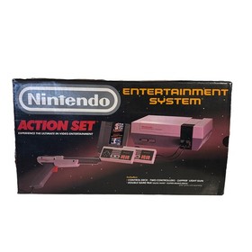 Nintendo NES Action Set Console Complete In Box 1985 Grey Tested