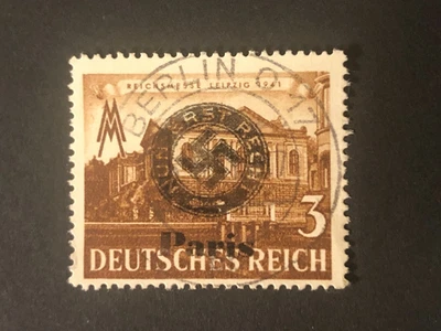 Germany WWII propaganda overprint (FRANCE/PARIS)  3 Rpf.  USED #b25 - Image 1 of 2