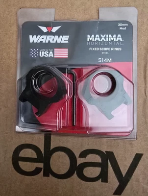 Warne 514M Maxima Horizontal FIXED Scope Rings-Black 30mm M-FREE SAME DAY SHIP!! — 第 1/2 张图片