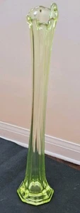 13 3/4 Inch Vaseline Uranium Swung Vase - Picture 1 of 16