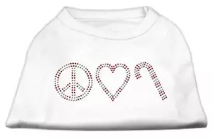 Peace Love & Candy Canes Rhinestone Dog Cat Pet Puppy Shirt - Picture 1 of 41