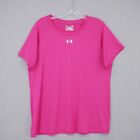 Under Armour T-Shirt Womens L Large Loose Fit Pink Short Sleeve Crew Neck Logo