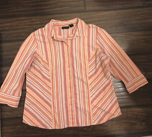 Apostrophe Stretch Damen Gr. XL gestreiftes Button Down Hemd mit Kragen - Bild 1 von 8
