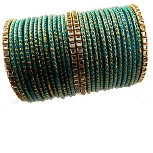 Indischer Glasarmreif Radium Farbe Goldpunktmuster Damen/Mädchen - Bild 1 von 3