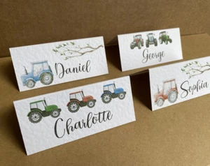 6x TRACTOR farm theme table PLACE CARDS kids party, farmer, rustic wedding decor - Picture 1 of 16