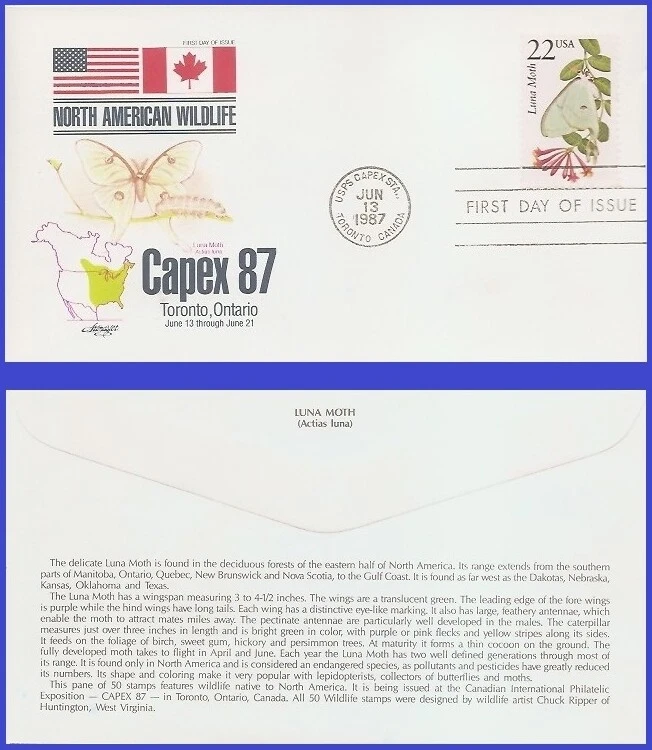 USA5 #2293 U/A ARTMASTER FDC   Luna moth - Image 1 of 1