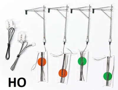HO Scale - 4 each Mast Arm LIGHTED Traffic Lights - WOO-JP5653 - Image 1 of 4