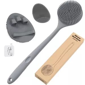 Silicone Back Scrubber (Thick Bristles) & Bath Glove & Face Brush Set(3Pcs), Sup - Picture 1 of 6