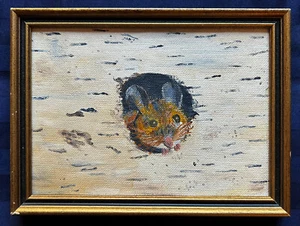 Piccolo dipinto topo su tavola di tela di Marjorie Tillson Cross - Foto 1 di 3