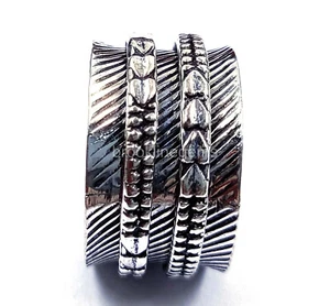 Anillo de meditación 34 enchapado en plata joyería étnica hilanderos 10-11 talla 4NUA - Imagen 1 de 8