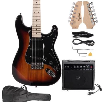 Glarry Full Size GST Electric Guitar 3-Pickup with 20W Amp Bag Strap Cable Kits - Image 1 of 4
