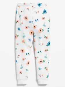 Old Navy Fleece Jogger Sweatpants Girls Size 14/16 XL High-Waisted White Floral - Picture 1 of 6