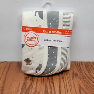 Wonder Nation One Size Burp Cloths 3 Pack NEW - Picture 1 of 3