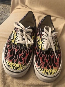 Vans Off The Wall Authentic Mash Up Flames Men Size 7.5 Women 9 EUC - Picture 1 of 6