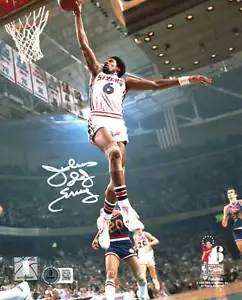 Julius Erving Signed Philadelphia 76ers White Jersey Dunk 8x10 Photo Beckett - Picture 1 of 1