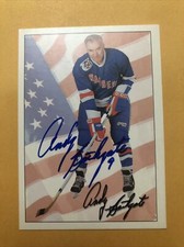 Andy Bathgate Signed New York Rangers Card 1