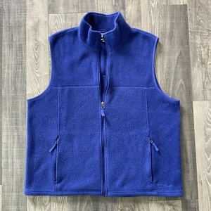VTG LL Bean Polartec Fleece Full Zip Vest Size Men's LARGE Blue Pockets 0 ALA7 - Picture 1 of 8