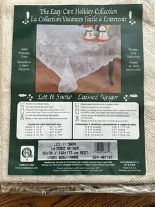 Vtg Scranton Lace Tablecloth Christmas Let It Snow Ivory 52x70” Rectangle - Picture 1 of 4