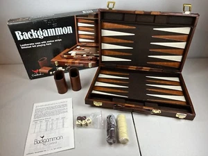 OPEN Box Backgammon Leatherette Case Status Stripe Stitched Felt Playing Field - Picture 1 of 24