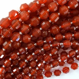 Cuentas facetadas corte doble punto prisma cornalina rojo AA 15,5" 8 mm 10 mm - Imagen 1 de 3