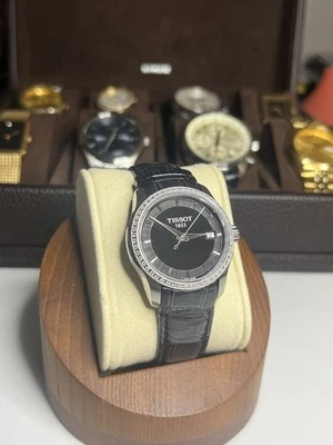 TISSOT Diamond (1/3ct TW) Couturier 32mm Black Leather Strap $1650 MSRP - Image 1 of 4