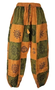 S-5XL Patchwork Casual Cotton Trousers Hippie Yoga Pants Festival Combat HT36 - Picture 1 of 5