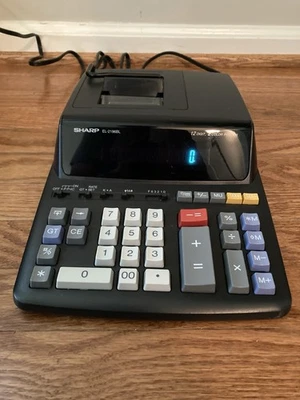 SHARP EL-2196Bl 12 Digit 2 Color Printing Electronic Calculator - WORKS - Image 1 of 4