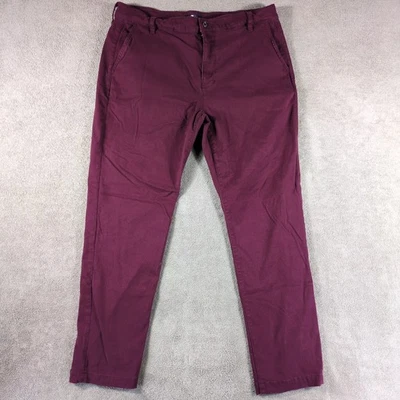 7 For All Mankind Chino Pants Mens 38 Burgundy Cotton Stretch Logo Straight Leg - Image 1 of 4