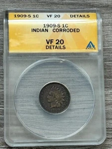 1909 S Indian Head Cent ANACS VF 20 Detail nice Key Date - Picture 1 of 2