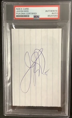 Jason Kidd Signed Cut Index Card NBA Basketball HOF NJ Nets Autograph PSA/DNA - Image 1 of 2