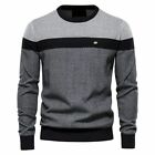 AIOPESON Spliced Cotton Sweater Men Casual O-neck High Quality Pullover Knitted