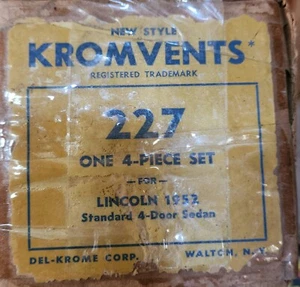rare kromvents auto ventshades #227 4 piece ss set for 1952 Lincoln 4-door sedan - Picture 1 of 1