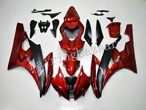 Fit for YZF 2006 2007 R6 Metallic Candy Red Black ABS Injection Mold Fairing Kit - Picture 1 of 7