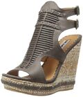NOT RATED META WOMEN SANDAL 5" WEDGE HEEL TAUPE CORK BRAIDED FAUX LEATHER TRIBAL