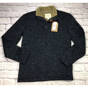 Wetterfester Vintage Herren meliert dunkelblau Pullover Sherpa gefüttert Größe Small - Bild 1 von 4