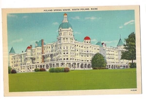 POLAND SPRING HOUSE Main Street South Maine Postcard ME Linen - Picture 1 of 2