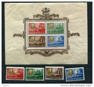Hungary 1947 Memorial Sheets  Mi Block 10-1+ stamps Mi:985-2 MNH/MH F.Roosevelt - Picture 1 of 4