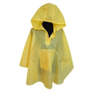 SaphiRose Lightweight Yellow Rain Poncho Jacket Waterproof Outerwear Raincoat Ki - Picture 1 of 9