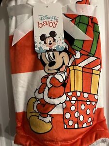 Disney Baby Mickey Mouse Santa Christmas Baby Blanket 30”x40” NWT