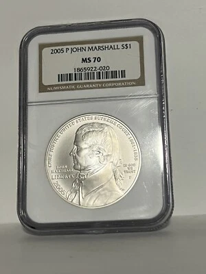2005 P John Marshall Commemorative Silver Dollar - NGC MS70 - Image 1 of 2