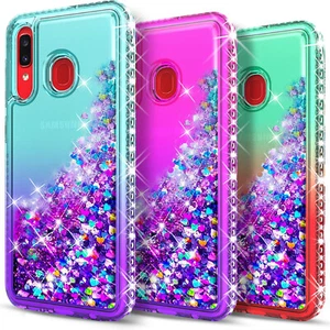 For Samsung Galaxy A20 A30 A50 Case Phone Cover Glitter + Tempered Glass Screen - Picture 1 of 38